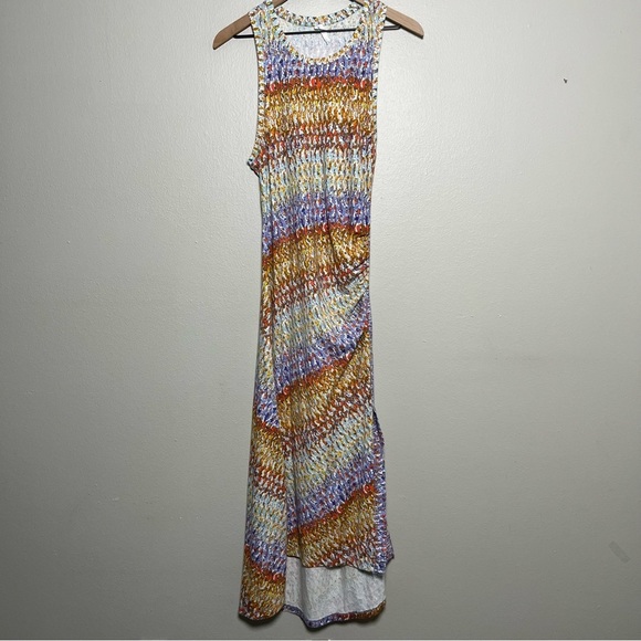 Anthropologie Daily Practice Women Dress Medium Colorful Maxi Ruched Motif - Picture 2 of 14